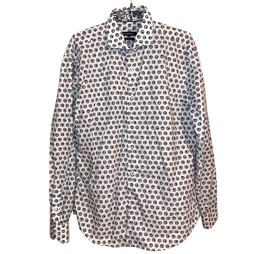 BUGATCHI Shaped Fit Dragon Print Long Sleeve Shirt Size L